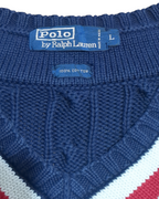 Ralph Lauren 00s Cable Knit Polo Sweater - (L)