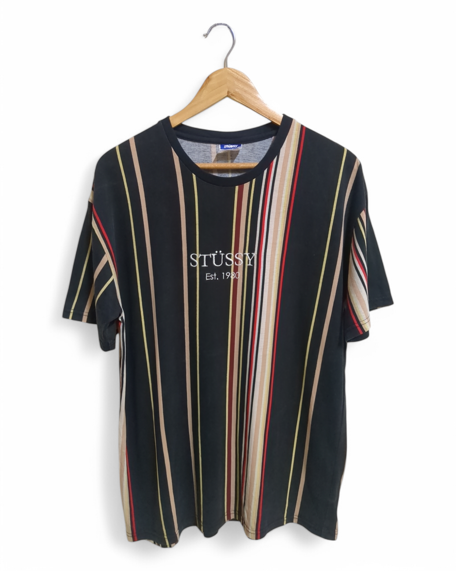 Stussy Australia Est. 1980 Center Logo Striped Tee - (L)