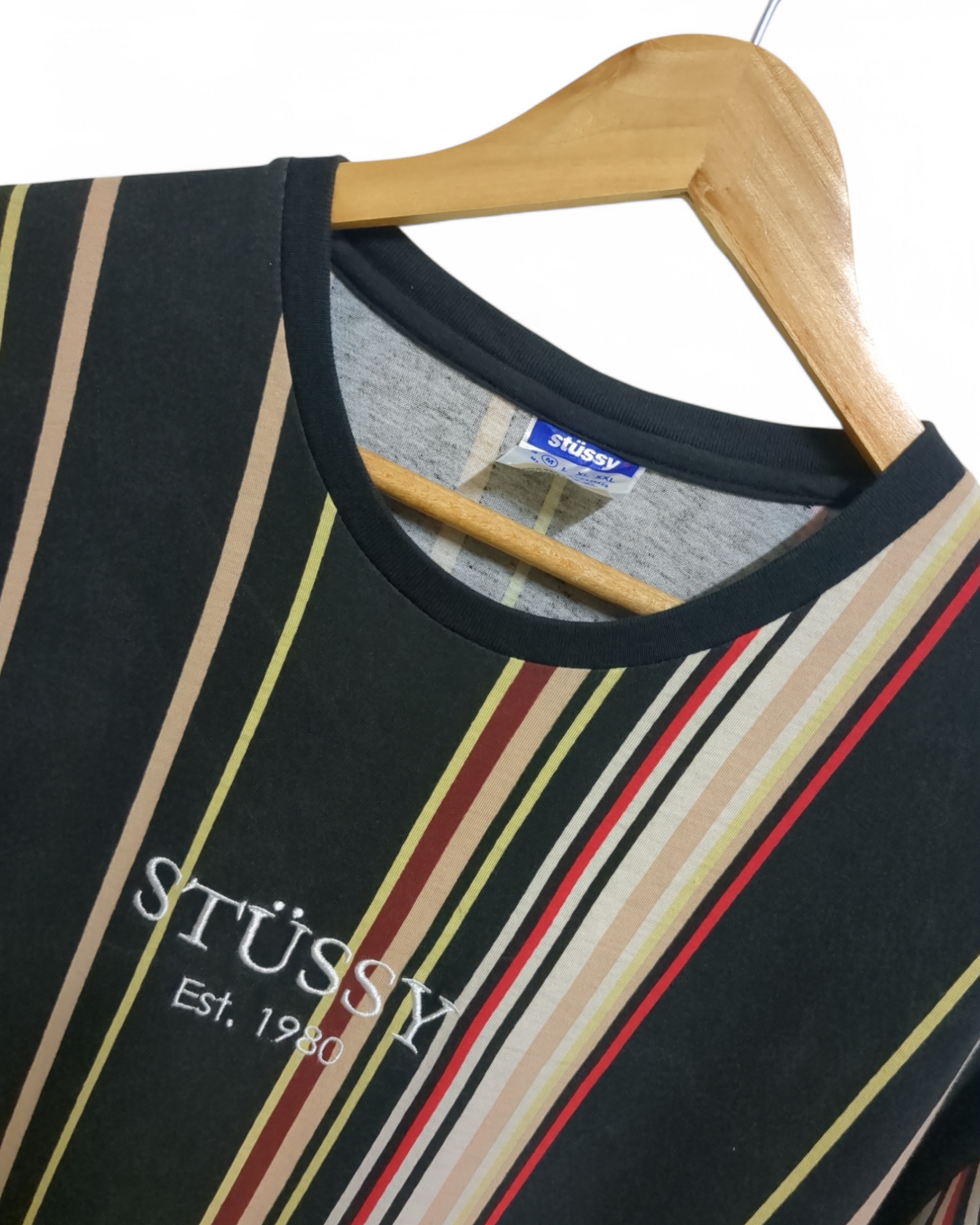 Stussy Australia Est. 1980 Center Logo Striped Tee - (L)