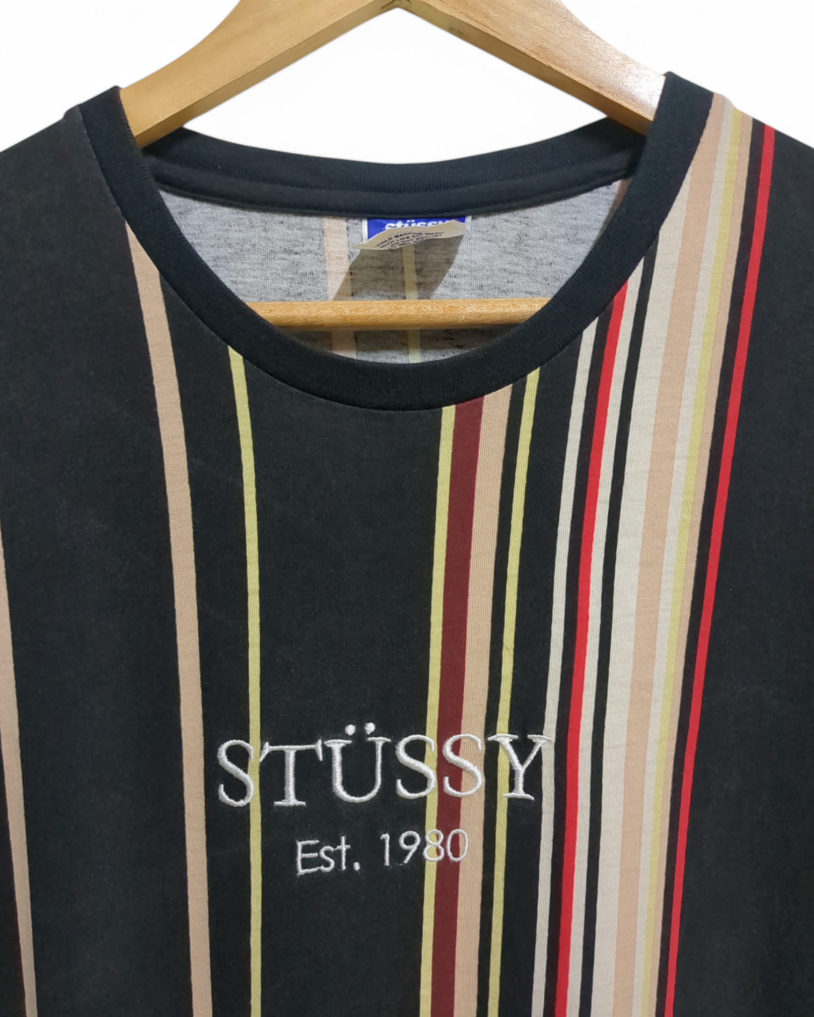 Stussy Australia Est. 1980 Center Logo Striped Tee - (L)