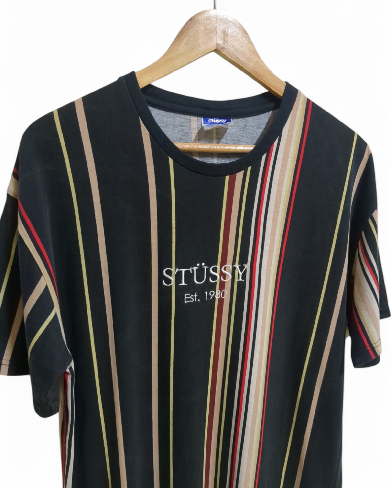 Stussy Australia Est. 1980 Center Logo Striped Tee - (L)