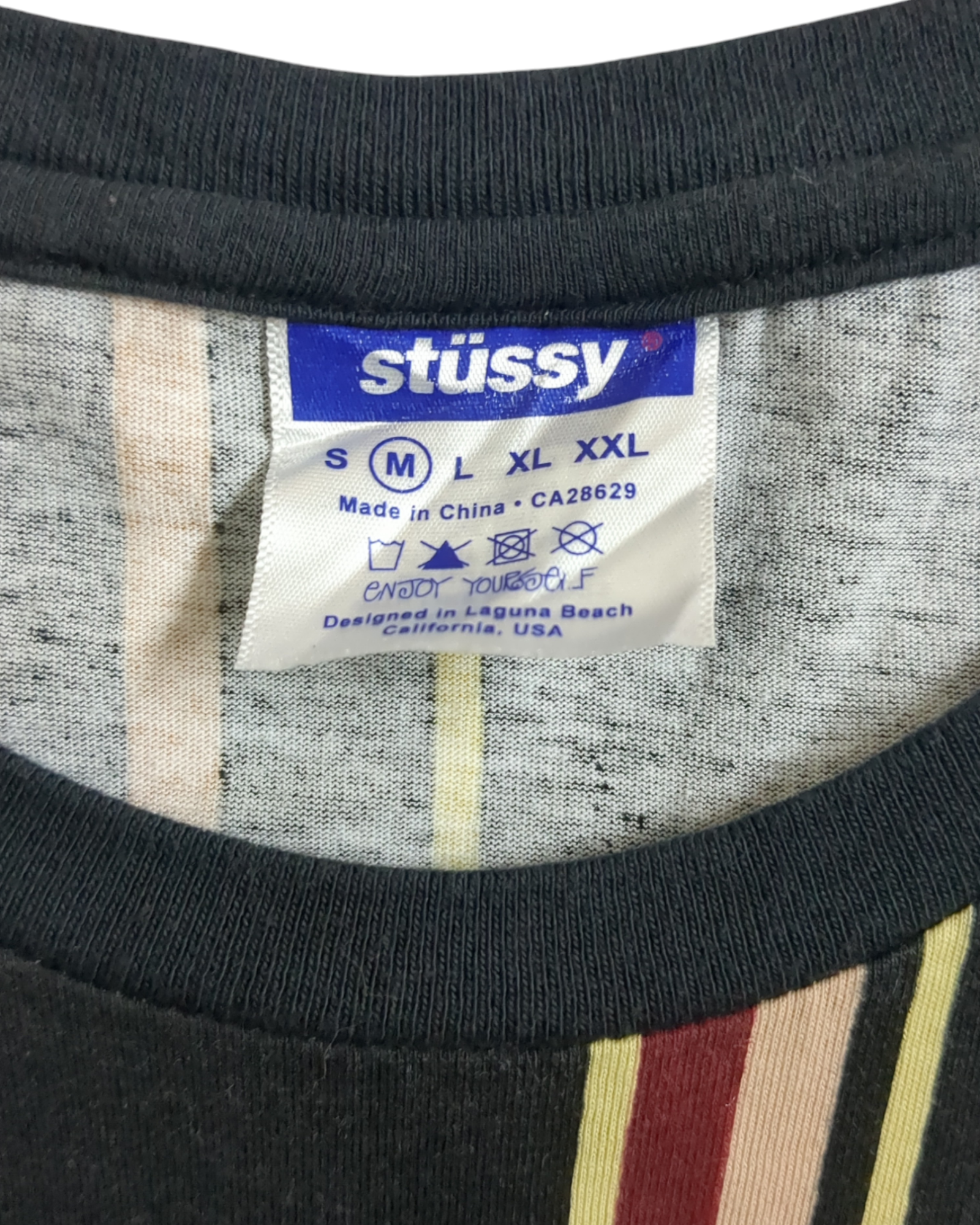 Stussy Australia Est. 1980 Center Logo Striped Tee - (L)
