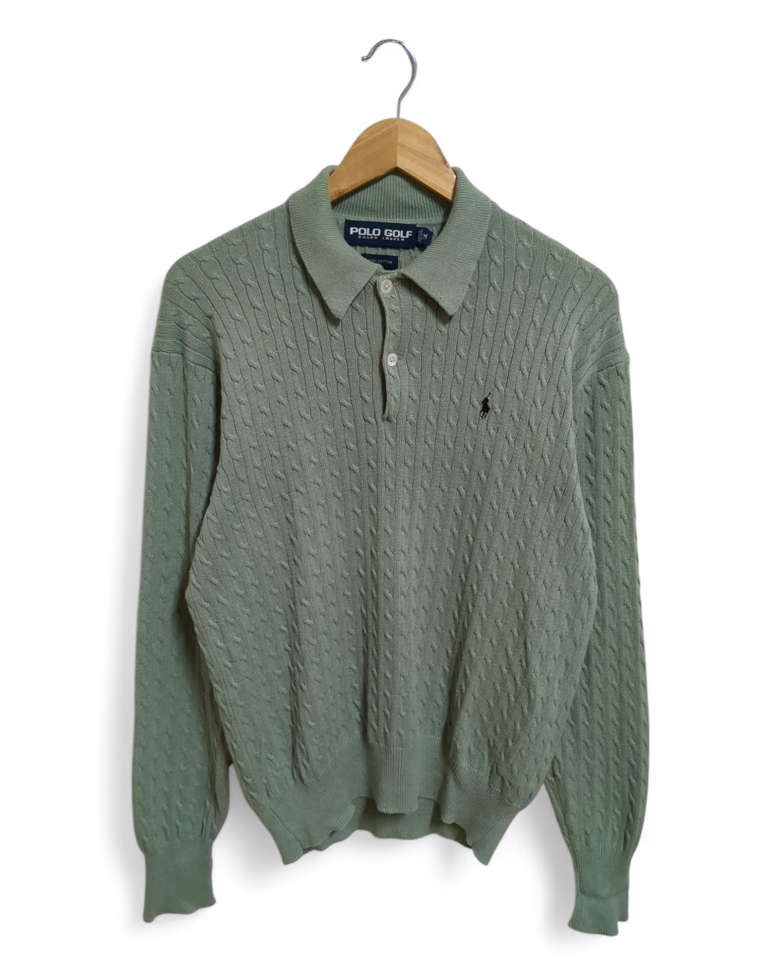 Ralph Lauren 00s Polo Golf Cable Knit 1/4 Sweater - (L)