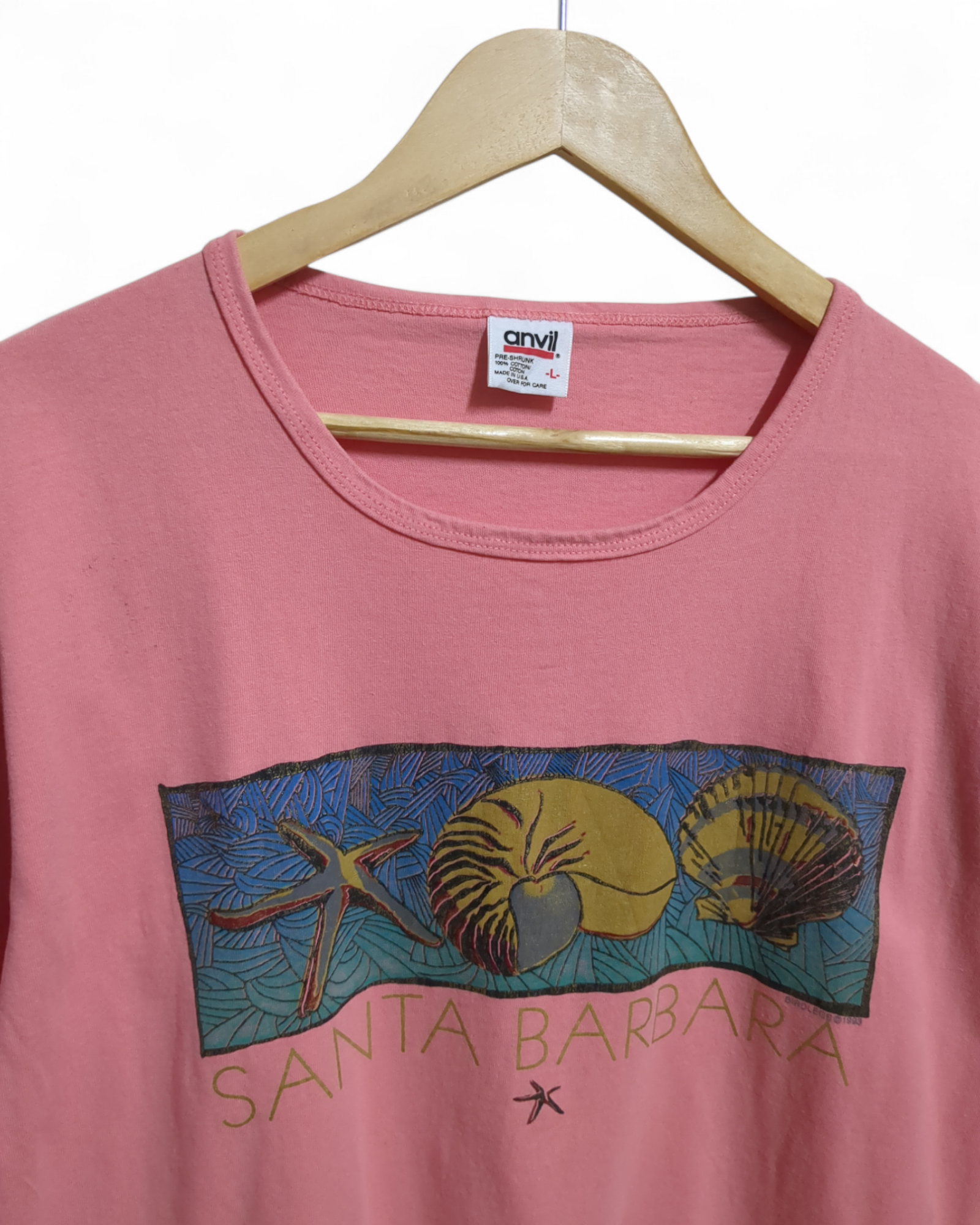 Anvil 1993 Santa Barbara Single Stitch Tee - (L)